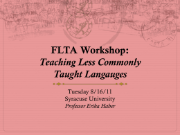 FLTA Workshop Less Commonly Taught Languages:
