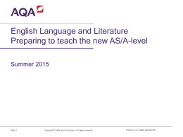 English Language and LiteraturePreparing to teach the new