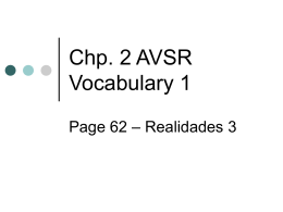 Chp. 2 AVSR Vocabulary 1