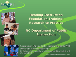 Reading Instruction Foundation Training: Research to