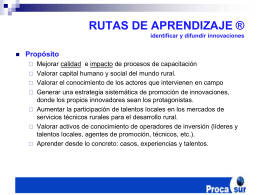 RUTAS DE APRENDIZAJE Valorizando los activos de