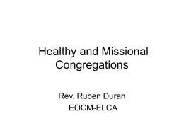Healthy and Missional Congregations