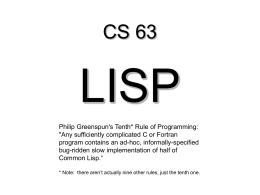 Lisp slides - swarthmore cs home page