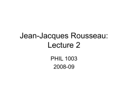 Jean-Jacques Rousseau: Lecture 2