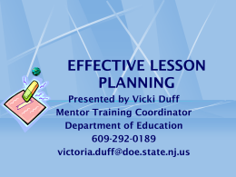 EFFECTIVE LESSON PLANNING