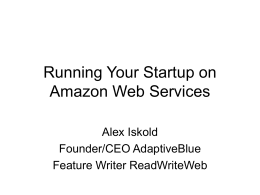 Running Your Startup on Amazon Web Services