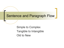 Sentence and Paragraph Flow