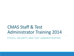 CMAS Staff & Test Administrator Training 2014