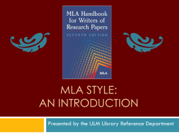 MLA Style: An Introduction