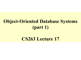 Object Databases - Part 1 - Lecture Slides