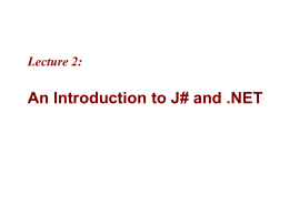 1. An Introduction to J# and .NET