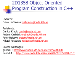 2D1358 Object Oriented Program Construction in C++