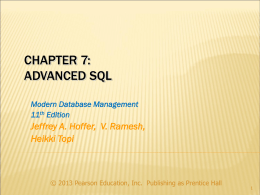 Advanced SQL - University of Dayton