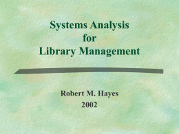Systems Analysis for Library Management