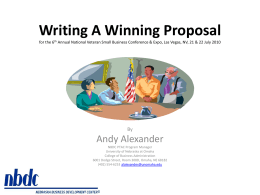 Writing A Winning Proposal