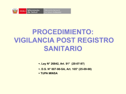 PROCEDIMIENTO: VIGILANCIA POST REGISTRO SANITARIO