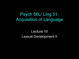 Psych 229: Language Acquisition