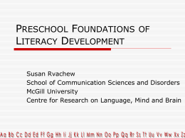 Foundations of Literacy: Phonological Awareness