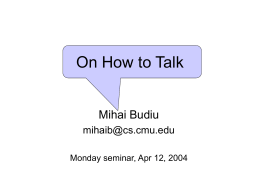 How to talk - Carnegie Mellon University