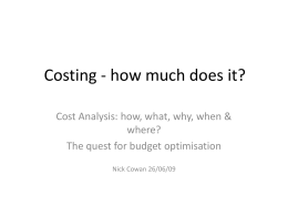Costing – how much does it