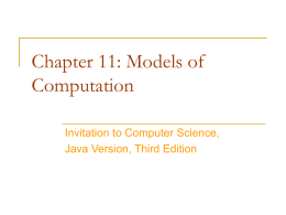 Chapter 11: Models of Computation