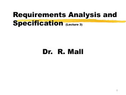 Requirements Analysis and Specification