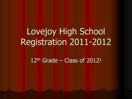 Lovejoy High School Registration 2010-2011