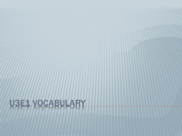 U3E1 Vocabulary