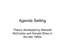 Agenda Setting - University of Maryland, College Park