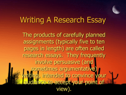 Writing A Research Essay