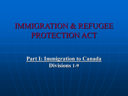 IMMIGRATION & REFUGEE PROTECTION ACT