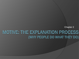 Motive: the explanation process (WHY PEOPLE DO WHAT …