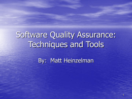 Software Quality Assurance: Techniques and Tools