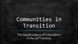 Communities in Transition