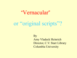 Vernacular” - East Asian Lib
