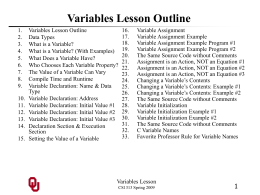 CS1313 Variables Lesson
