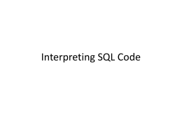 Interpreting SQL Code - Kansas State University