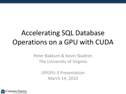Accelerating SQL Database Operations on a GPU with CUDA