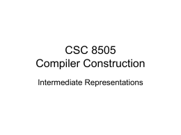 CSC 8505 Compiler Construction