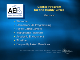 Center Programs for the Highly Gifted