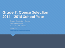 Grade 9 Course Selection