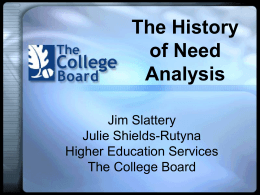 The History of Need Analysis