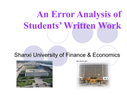 An Error Analysis of Students’ Written Work