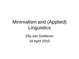 Minimalism and Applied Linguistics