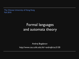 Formal Languages and Automata Theory