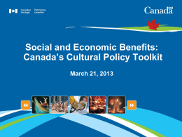 Canada’s socio-economic approach to culture Strategic