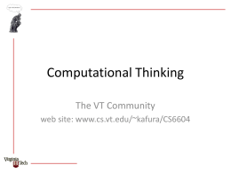 Computational Thinking - People at VT Computer Science