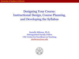 Instructional Design, Course Planning and