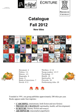 Catalogue Fall 2012 New titles