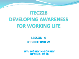 ITEC228 DEVELOPING AWARENESS FOR WORKING LIFE …